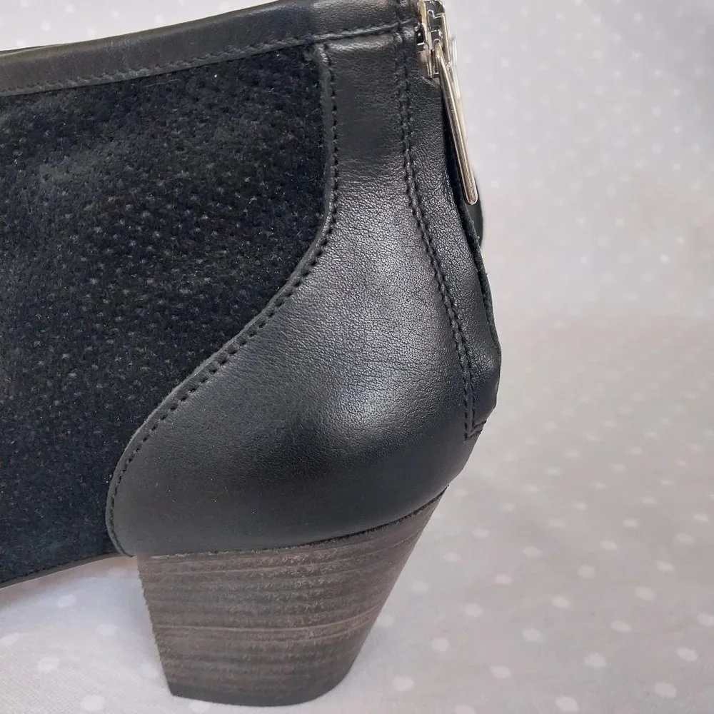 Aquatalia by Marvin K. Xcellent Black Perforated Suede  * Leather Ankle Bootie